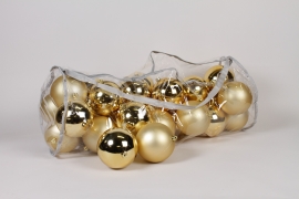 ZY-000080 Bag of 28 plastic balls gold D12cm
