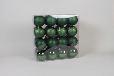 ZY-000086 Box of 32 plastic balls dark green D10cm